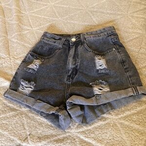 Black Grey Teen Ripped Shorts Summer Beach